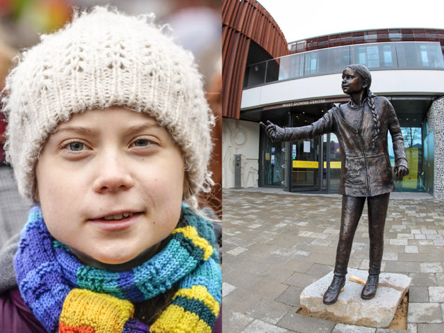 O statuie a Gretei Thunberg instalată într-o universitate britanică a provocat furia studenţilor