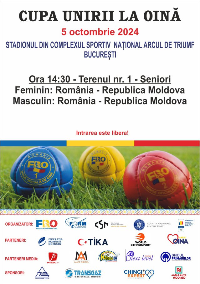 Cupa Unirii la Oină promite un spectacol total pe Stadionul Arcul de Triumf