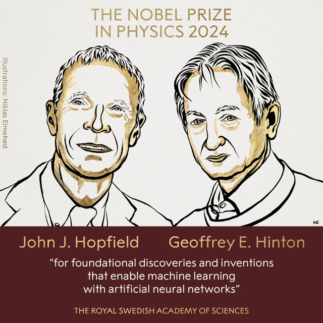 „Naşul A.I”, Geoffrey Hinton, şi John Hopfield au câştigat premiul Nobel pentru fizică 2024 pentru „descoperirile lor fundamentale” care permit învăţarea automată cu ajutorul reţelelor neuronale artificiale