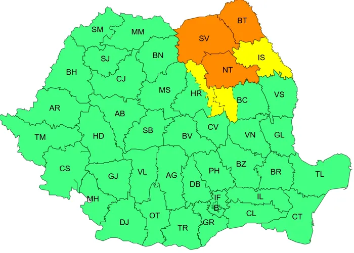 ANM: Codul portocaliu se extinde. Vremea se răcește în toată țara, HARTA cu zonele afectate