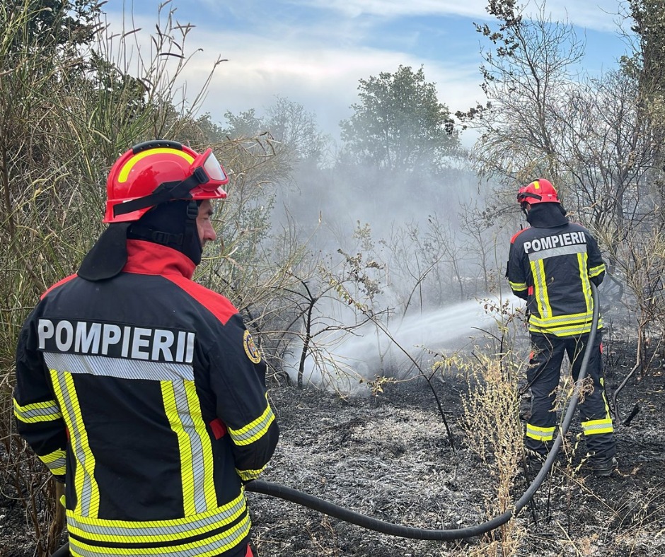 Incendiu de vegetație în Toulouges, Franța. Pompierii români intervin la stingerea lui