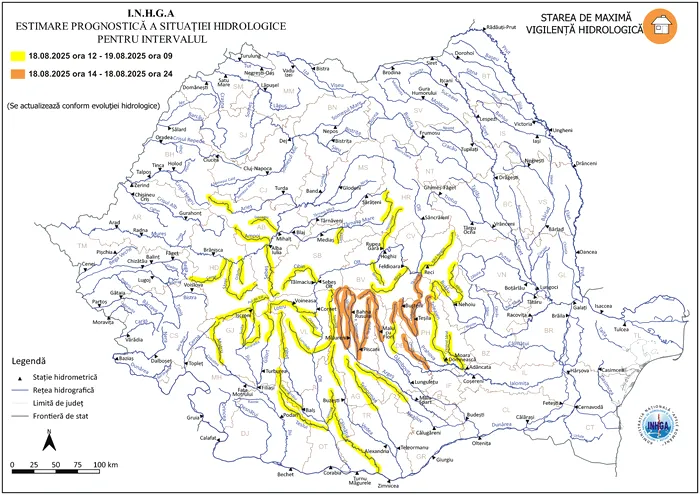 Avertisment al hidrologilor: Cod portocaliu de inundații în județele Gorj și Mehedinți