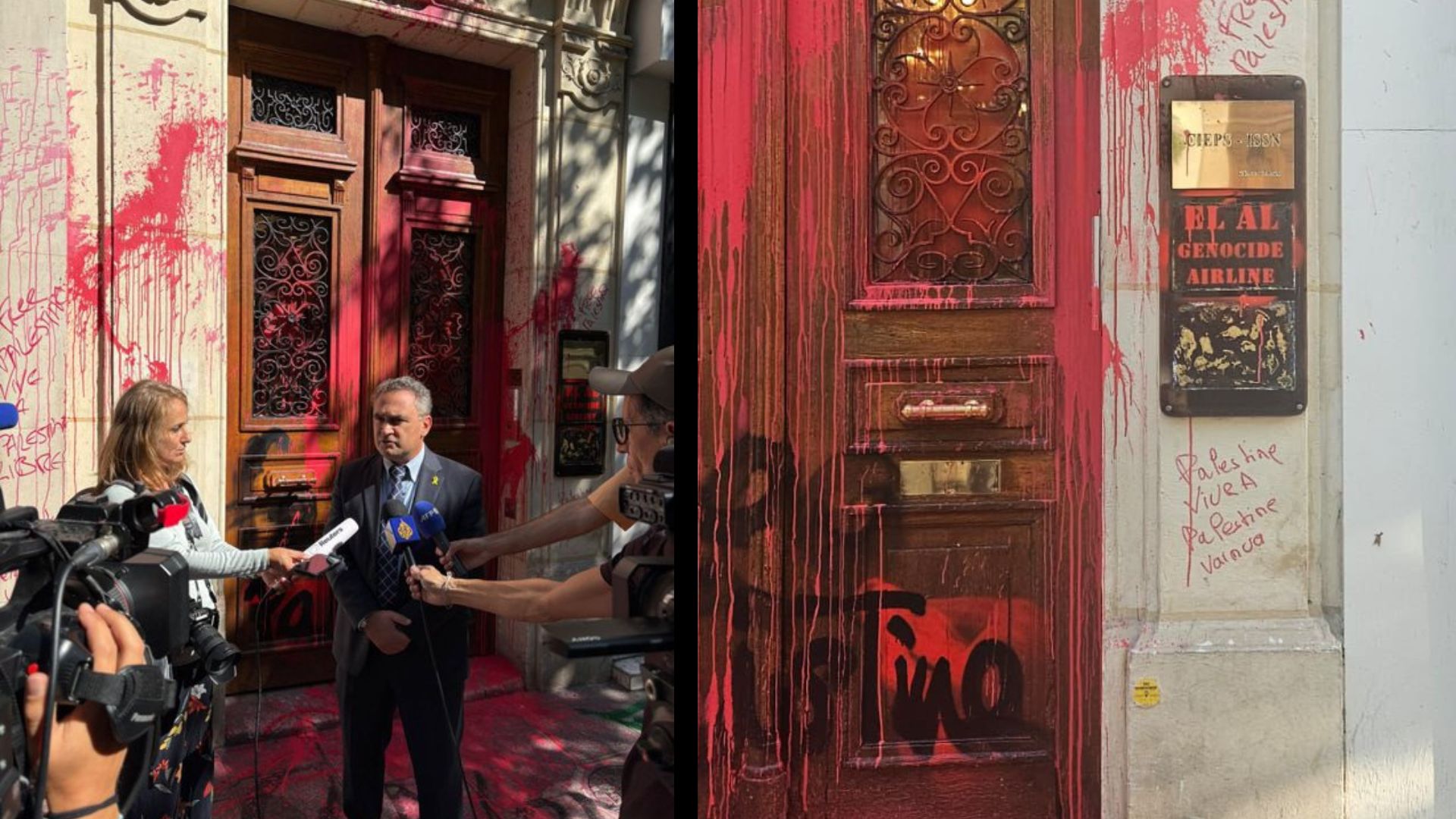 Biroul din Paris al companiei aeriene israeliene El Al, vandalizat cu graffiti