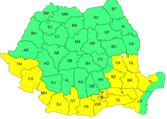 Meteo ANM: Avertizare de caniculă și Cod galben în 19 județe și în Capitală
