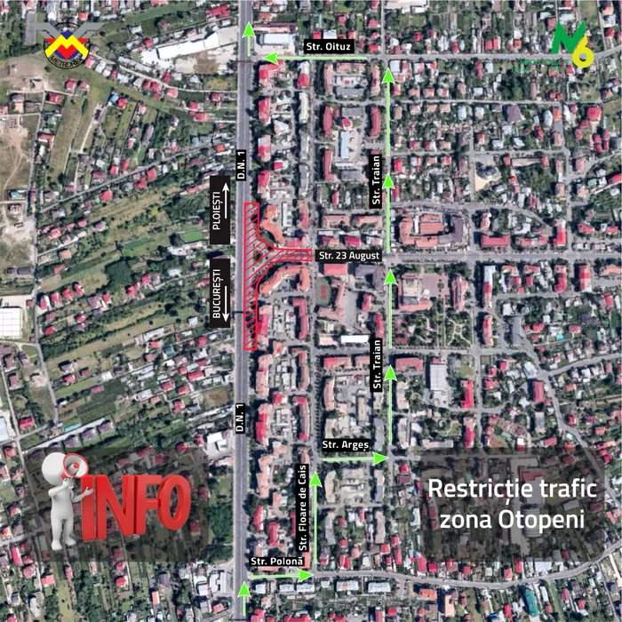 Restricții de trafic pe DN1, în zona Otopeni, pentru lucrări la viitoarea stație de metrou