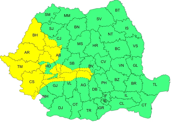 Avertizare ANM: Cod galben de vânt în majoritatea județelor din țară