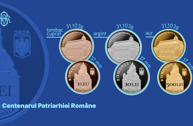 BNR lansează monede de aur, argint și tombac cuprat cu tema Centenarul Patriarhiei Române