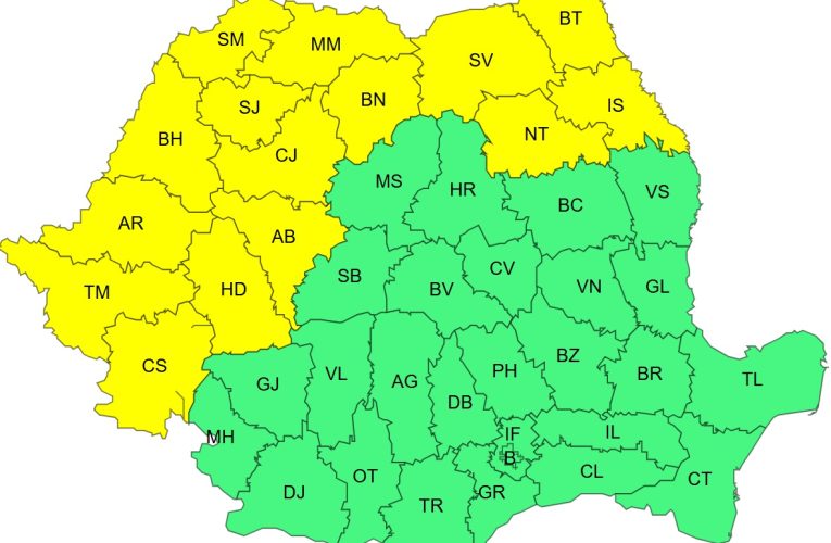 Cod galben de vânt puternic în zona de munte a județului Cluj
