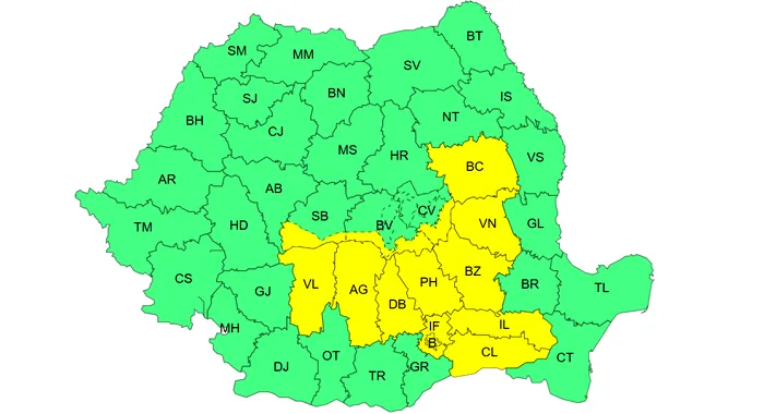 Avertizare ANM: Ploi, lapoviță și ninsoare în aproape toată țara. Județele aflate sub Cod galben de ploi însemnate | HARTĂ