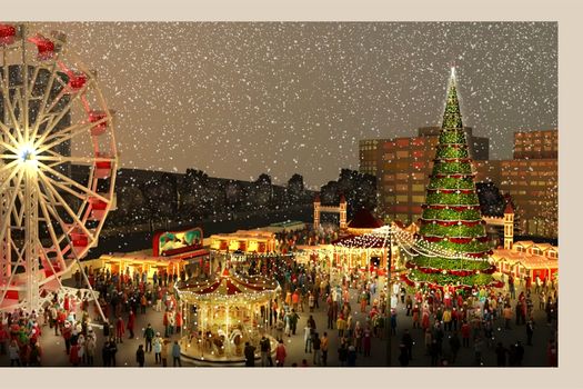 Prima piramidă de Crăciun din România, la târgul din Piața Constituției