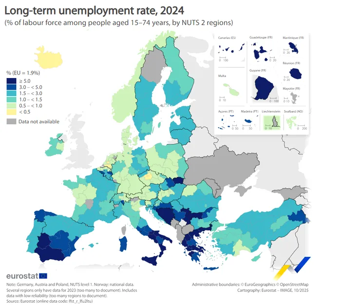 Șomajul pe termen lung în regiunile UE în 2024: Cum variază rata pe continent și care este situația României