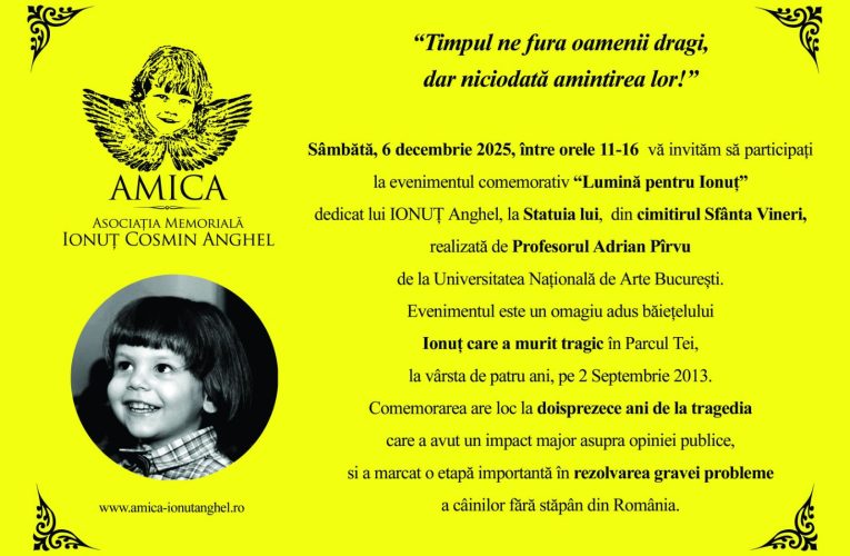 Comemorare pentru Ionuț Anghel, băiețelul de 4 ani ucis de o haită de câini cu doisprezece ani în urmă