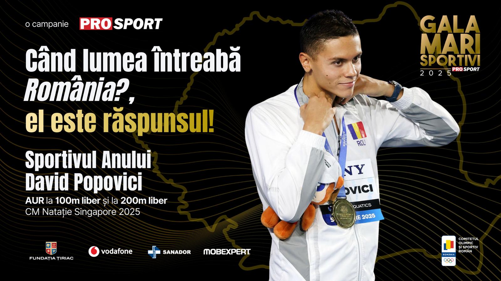 David Popovici, desemnat sportivul anului la Gala Mari Sportivi ProSport: „A fost de departe cel mai greu an!”