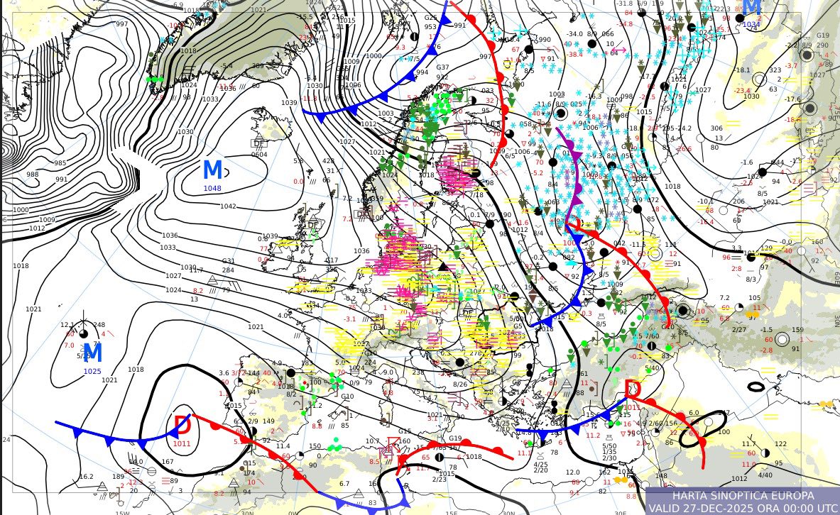 Prognoză meteo de Revelion 2025–2026: ger puternic, vânt intens și ninsori în mai multe regiuni ale României