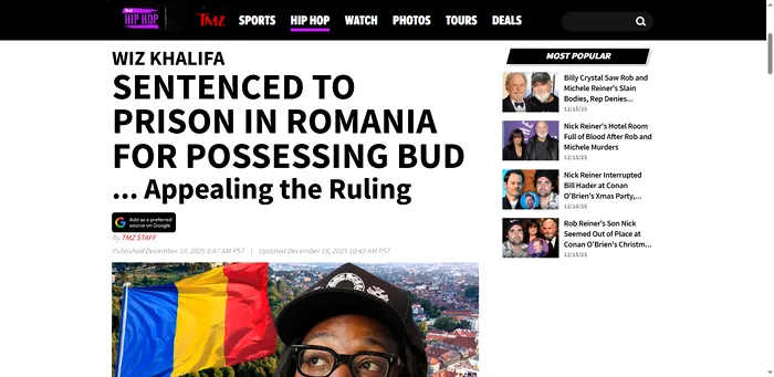 Publicația TMZ preia informația transmisă în premieră de Cancan.ro privind condamnarea lui Wiz Khalifa în România