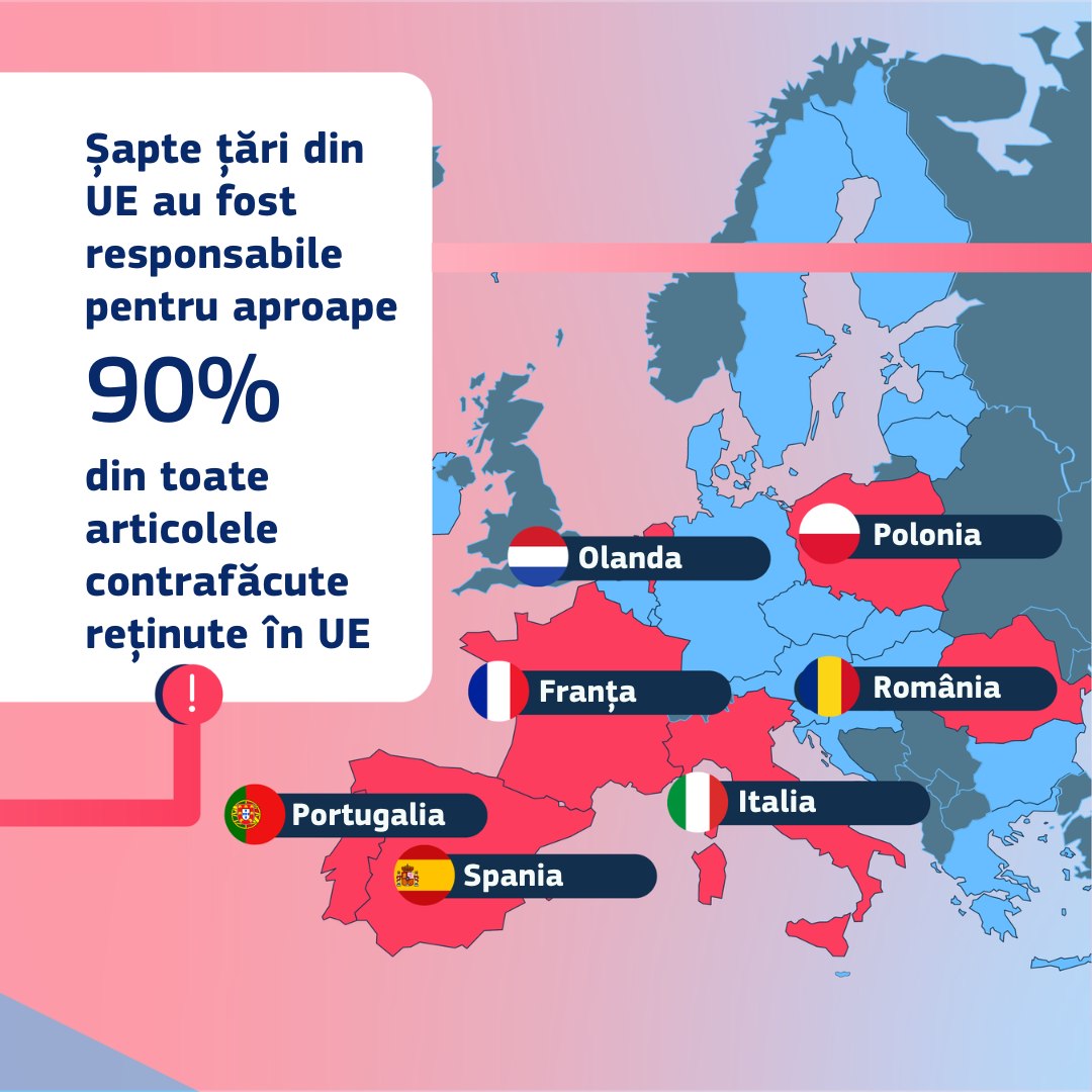 România și alte șase state, responsabile de 90% din produsele contrafăcute reținute în UE