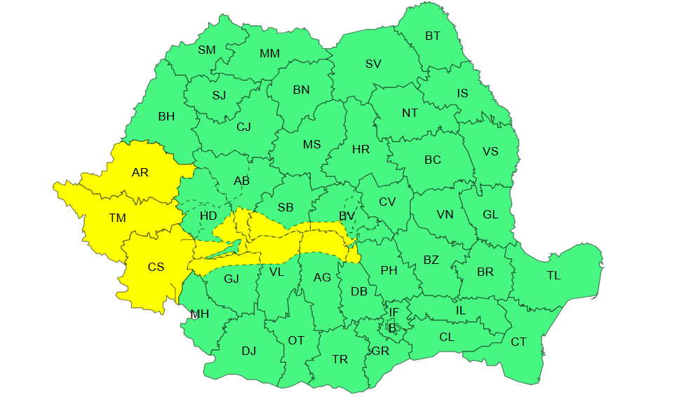 ANM: Cod Galben de vânt puternic / Ce zone sunt avertizate