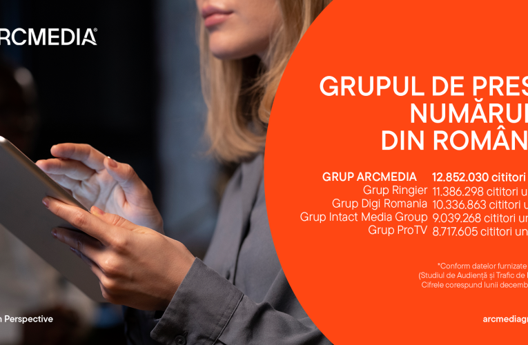 ARCMEDIA, nr. 1 detașat în clasamentul grupurilor de presă, la nivel national, în luna decembrie