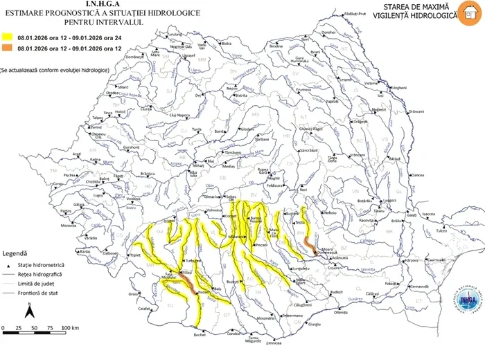 Cod portocaliu de inundații în Dolj și Prahova. Viituri rapide în alte 11 județe