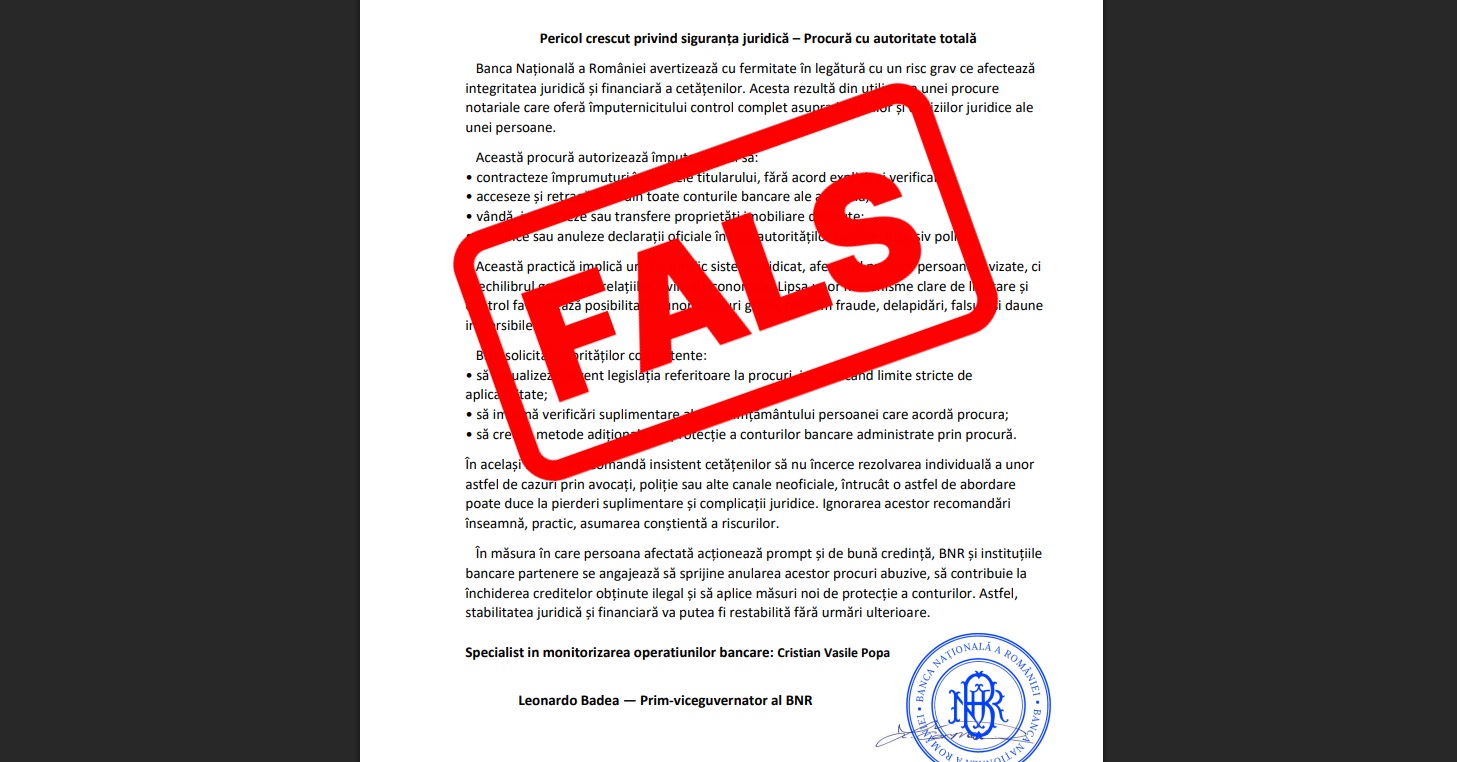 Atenție la documentul care circulă cu sigla BNR. Ce spune banca centrală
