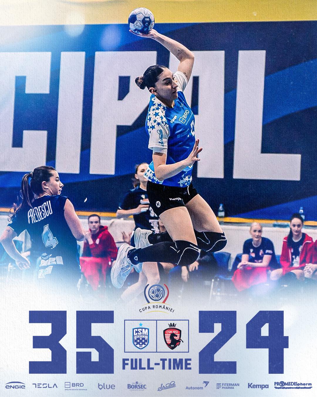 CSM București, deținătoarea trofeului, învinge CSM Iași și avansează în sferturile Cupei României la handbal feminin