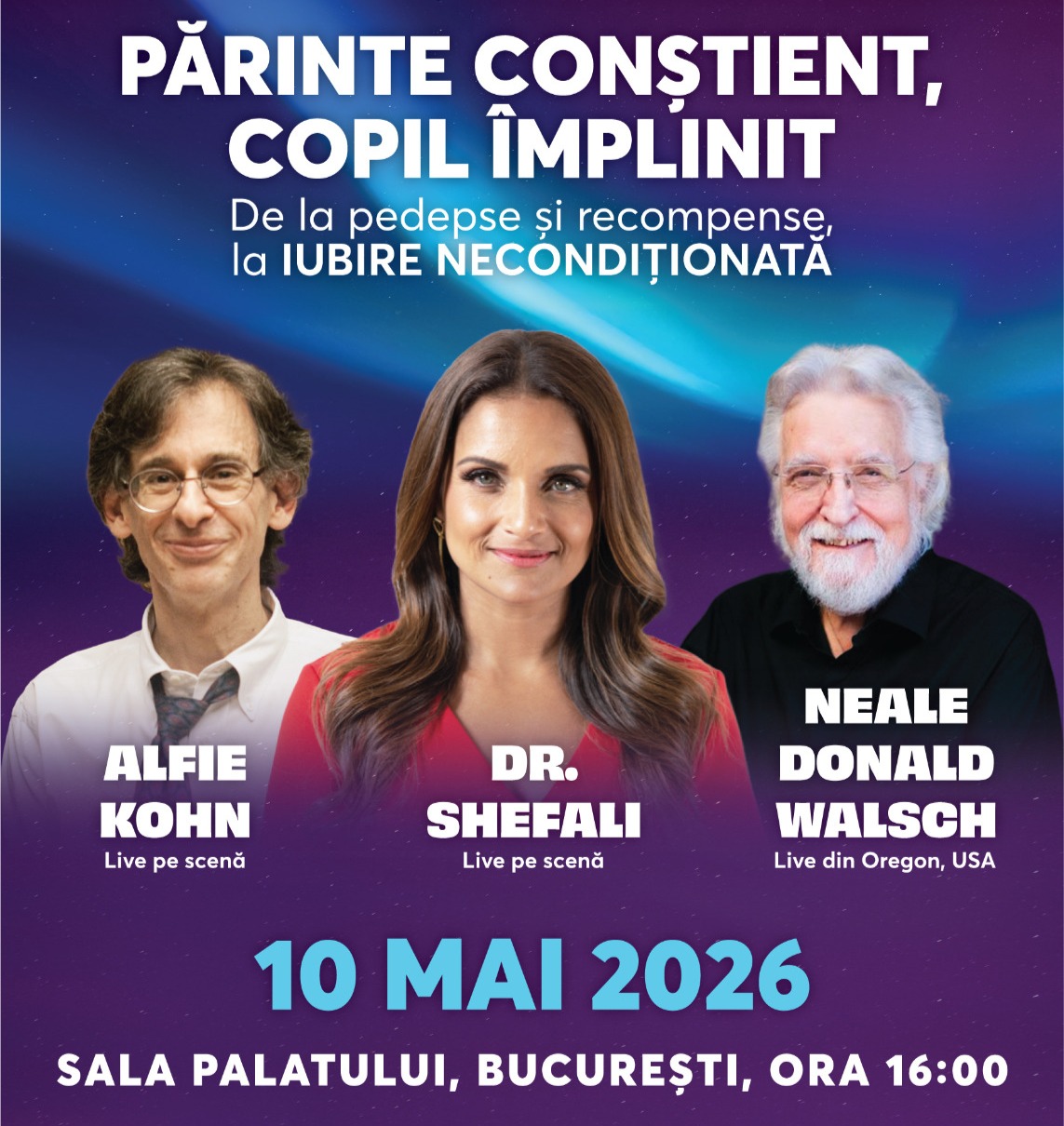 Cum învață copiii agresivitatea / Conferință-eveniment cu trei monștri sacri ai parentingului și educației: Dr. Shefali Tsabary, Alfie Kohn și Neale Donald Walsch