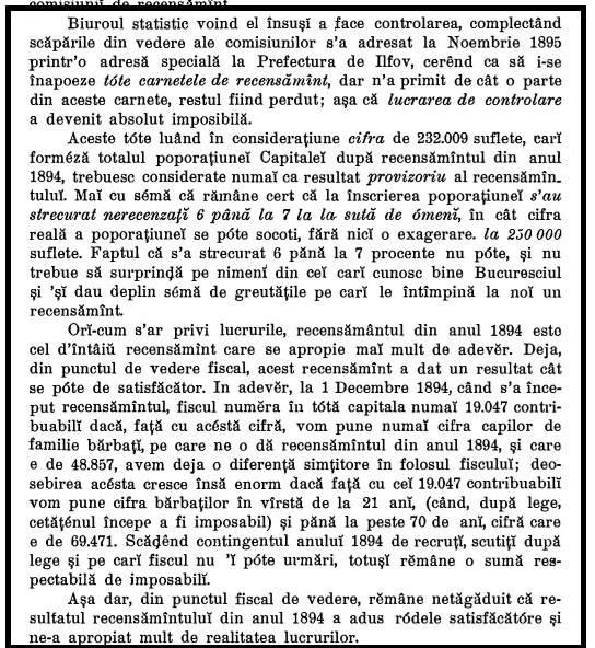 Primul anuar al Capitalei, după ce recensământul din 1894 a identificat „o sumă respectabilă de imposabili”. „Avem deja o diferență simțitore în folosul fiscului”. Evoluția populației