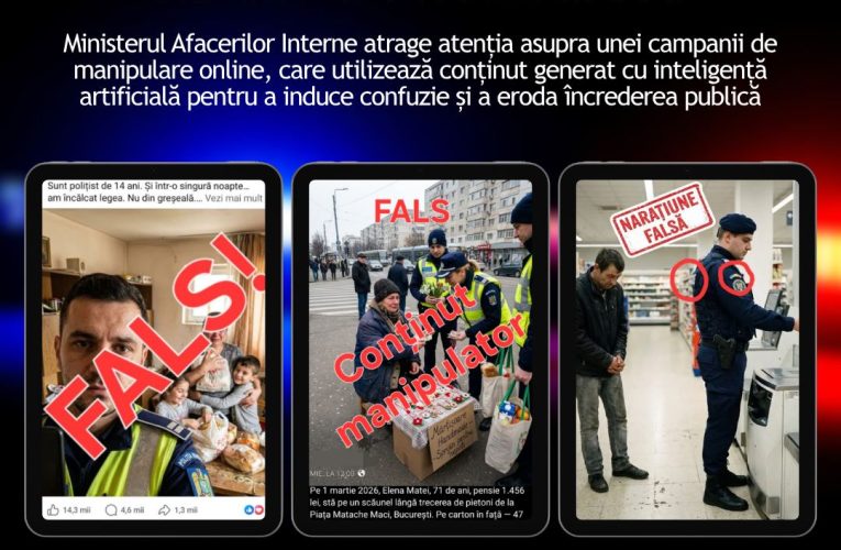 Campanie de influențare cu personaje AI, prezentate ca polițiști sau jandarmi. DNSC: „Exploatează emoțiile”