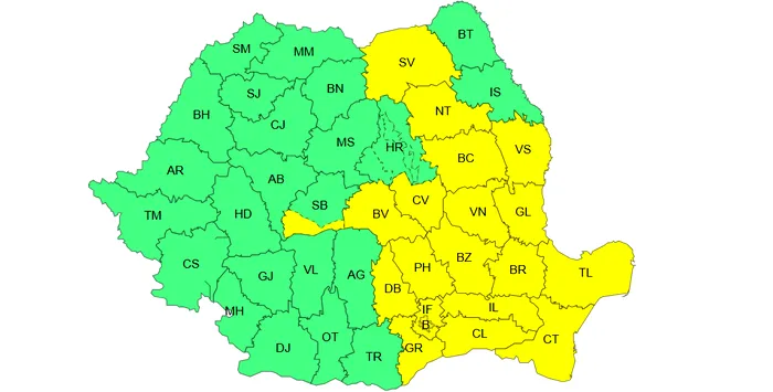 Cod galben de ploi și ninsori. Jumătate de România este vizată | HARTĂ