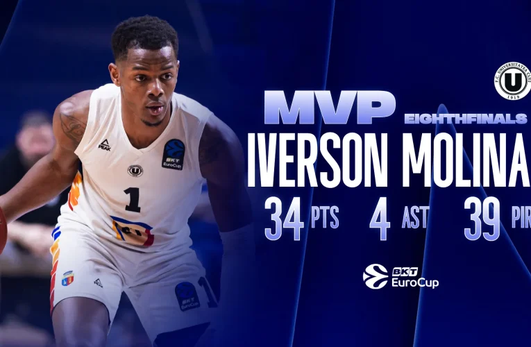 Iverson Molinar, de la U-BT Cluj-Napoca, MVP-ul optimilor de finală Eurocup