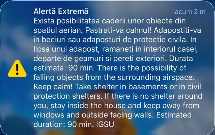 RO-Alert emis în nordul județului Tulcea după detectarea unor ținte aeriene