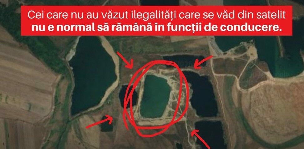 Balastiere ilegale în Olt, vizibile din satelit: „Crater de 5 hectare săpat în 4 ani, fără acte”