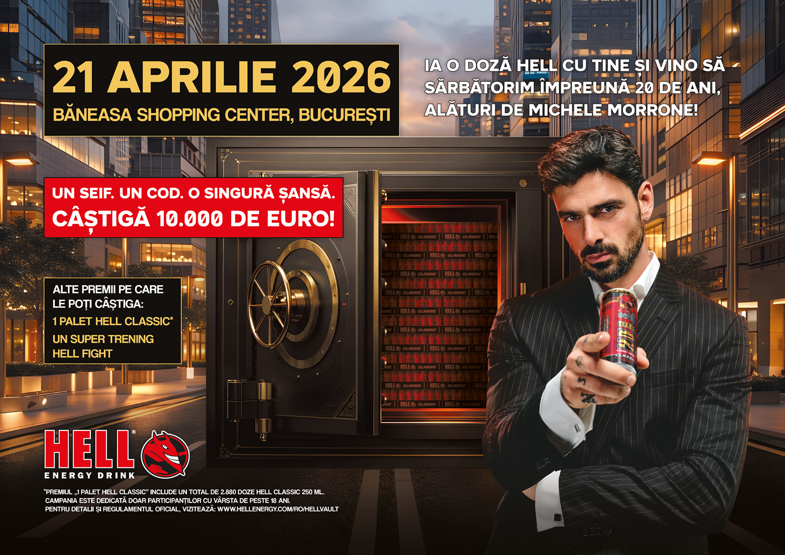 HELL sărbătorește 20 de ani, cu Michele Morrone, la evenimentul aniversar din București