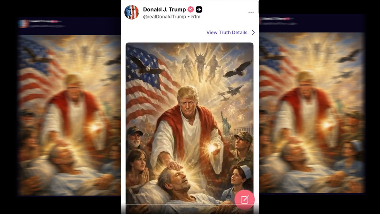 Imaginea AI cu Trump în ipostază de Iisus, criticată dur. Reacții din partea vedetelor și a Bisericii