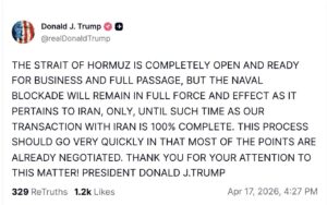 Ministrul iranian de externe: Trecerea prin strâmtoarea Ormuz este „complet deschisă” în timpul armistițiului