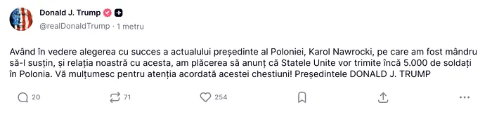 Donald Trump, mutare surpriză: trimite încă 5000 de soldați SUA în Polonia. Ce spune despre Nawrocki