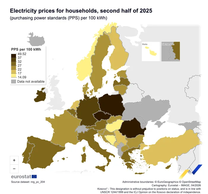 EUROSTAT: România are cel mai mare preț la energie din UE la consumatorii casnici