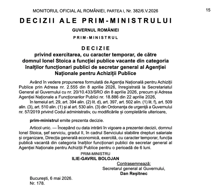 Ilie Bolojan, numire controversată în Guvern: un fost jurnalist fără experiență în domeniul achizițiilor, activist USR, pus secretar general al ANAP