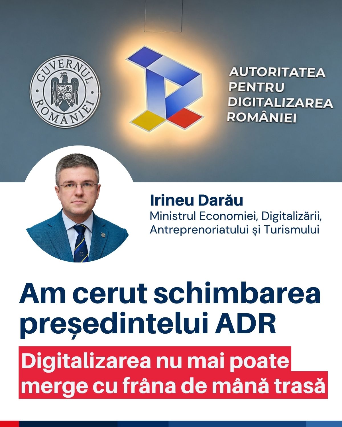 Irineu Darău anunță „RESET” la Digitalizarea României: șeful ADR, demis după probleme majore în proiectele IT ale statului