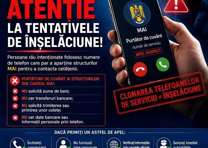 MAI avertizează: escrocii sună din numere false ale Ministerului de Interne. Cum îi recunoști
