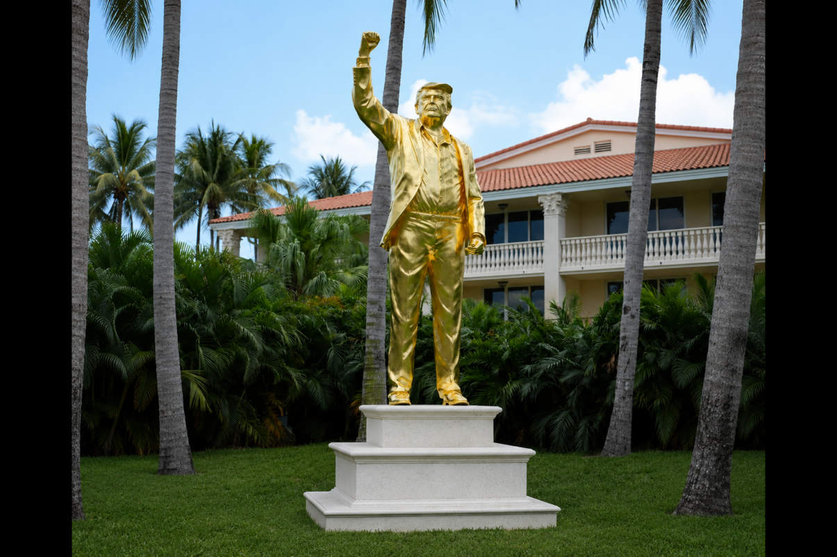 Statuia aurită a lui Donald Trump, binecuvântată în Florida. Pastorul: „Nu este un vițel de aur”