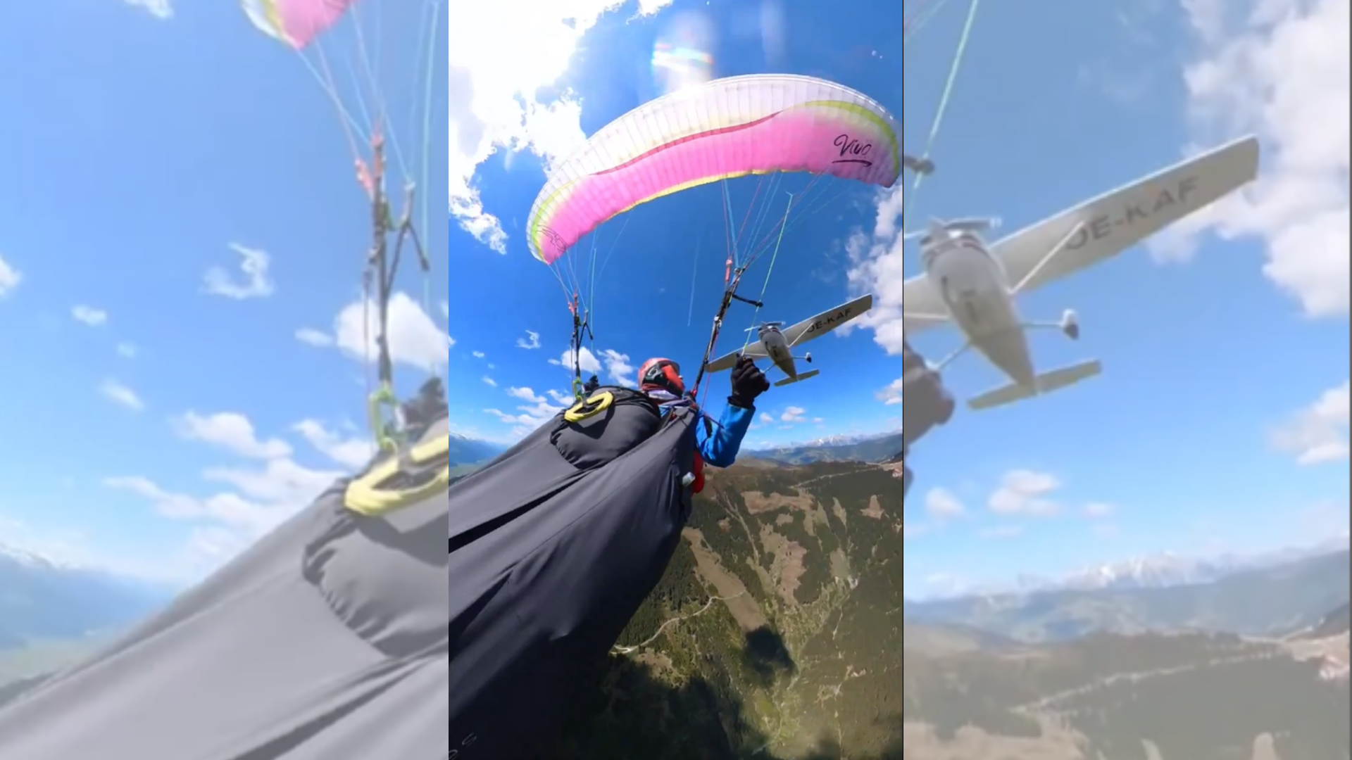 Un avion a lovit o parapantă în zbor. O cameră a filmat momentul impactului, dar și ce a urmat