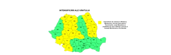 Vânt puternic și furtuni în următoarele două zile. Zonele vizate de avertizările ANM