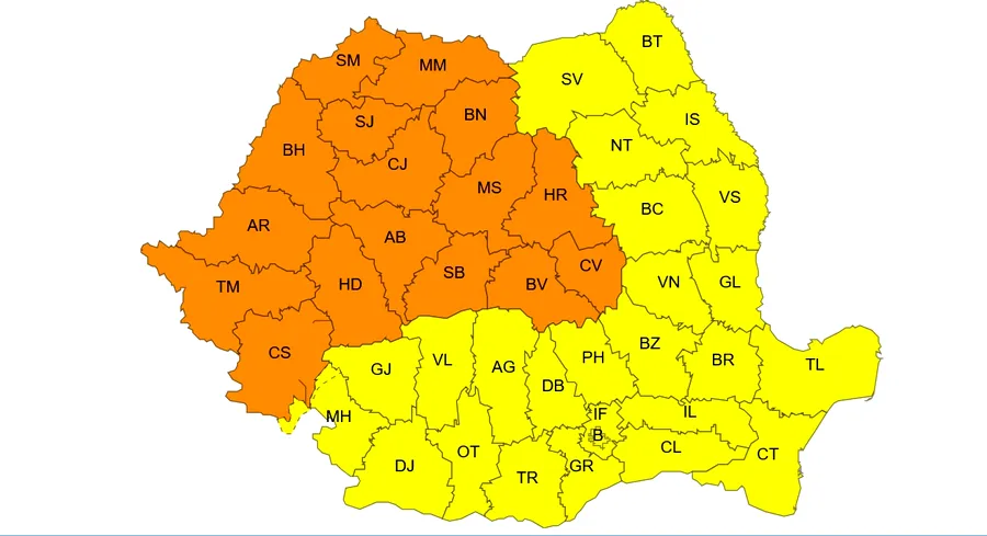 Caniculă sâmbătă în toată țara. 16 județe, sub avertizare Cod portocaliu