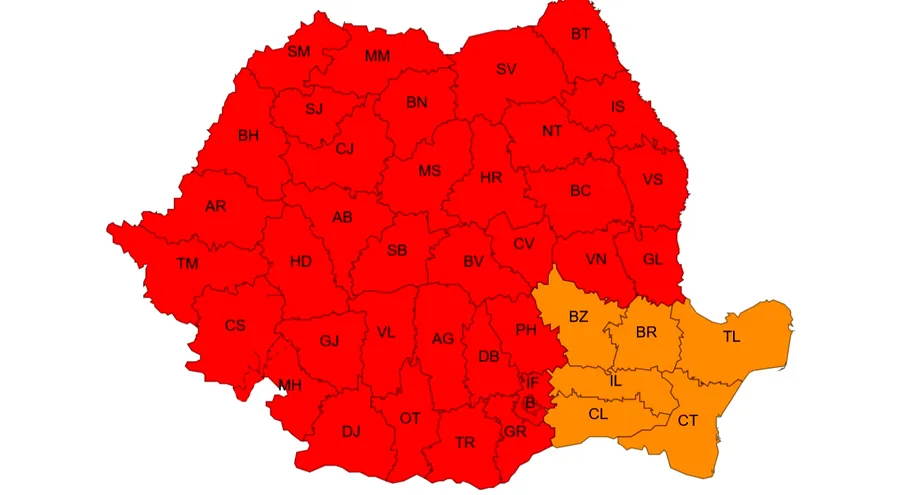 Codul roșu extins în aproape toată țara. ANM anunță temperaturi extreme, nopți tropicale și valori aproape de record