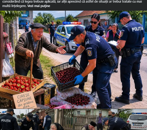 Imagini AI cu bătrâni în lacrimi și polițiști care le confiscă fructele, distribuite masiv pe Facebook. Mulți utilizatori le-au tratat ca fotografii reale