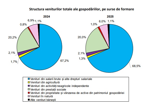 INS: Românii au câștigat mai mult în 2025, dar au și cheltuit mai mult. Câți bani au rămas, în medie, la final de lună