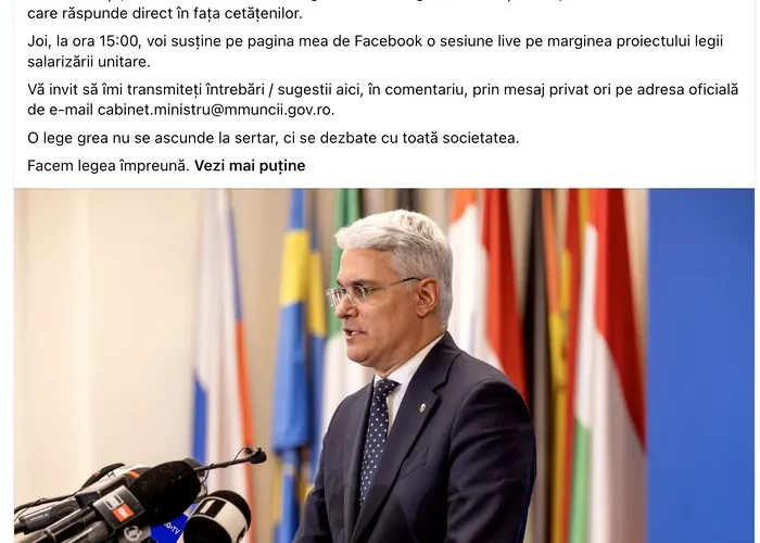 Ministrul Pîslaru face sesiune live pe Facebook pe Legea salarizării, după ce proiectul a fost respins de sindicate