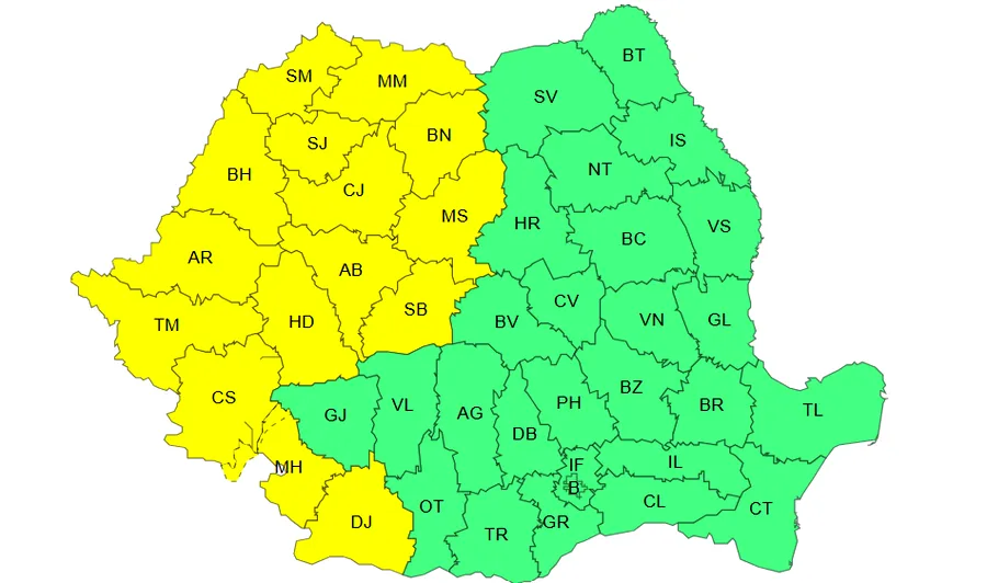 Val de caniculă și furtuni peste România. Până la 36 de grade și episoade de instabilitate atmosferică în mai multe regiuni