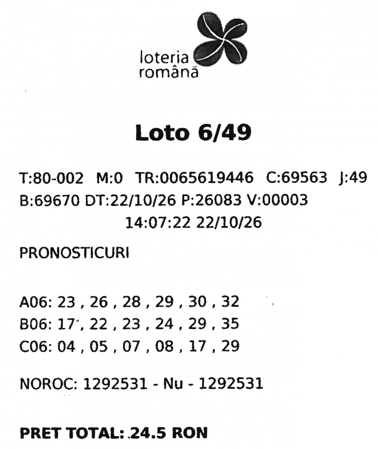 Marele câÈtigÄtor la Loto 6/49 Èi-a ridicat premiul de peste 3,32 milioane de euro. JoacÄ de mai bine de 20 de ani